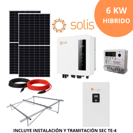 Kit Solar Hibrido 6 kW con Instalación – Inversor Solis + Paneles Solares + Batería Litio 5 kwh